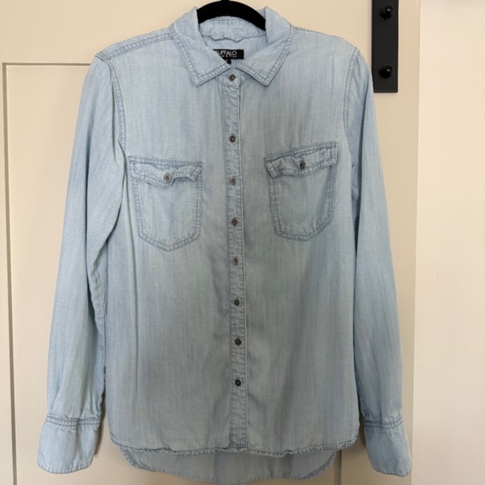 Long Sleeve Denim Chambray Shirt Small